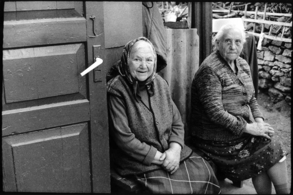 Two women sitting in Ukraine