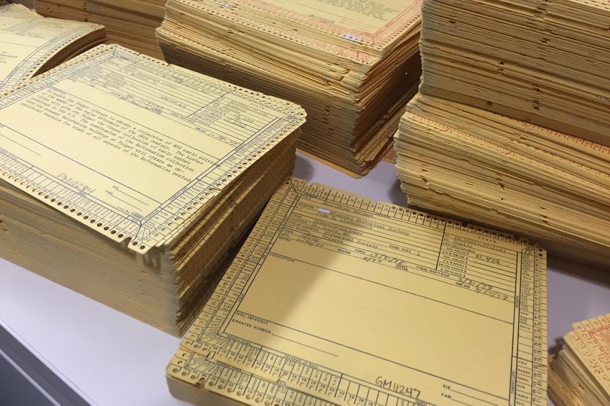 Stack of edge-notched McBee cards