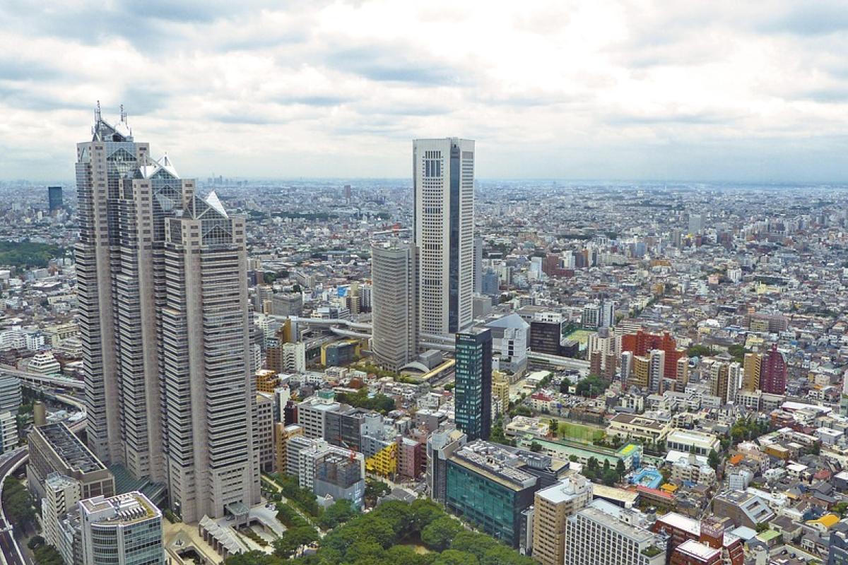 Shinjuku Park Tower, NTT East, and Tokyo Opera City, view from the Tokyo Metropolitan Government Building No.1