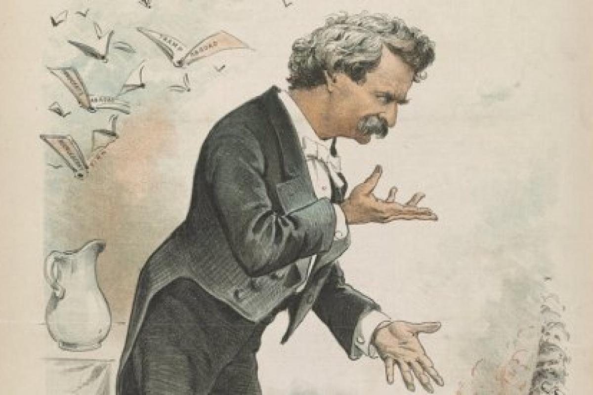 "Mark Twain, America's best humorist," lithograph, c1885
