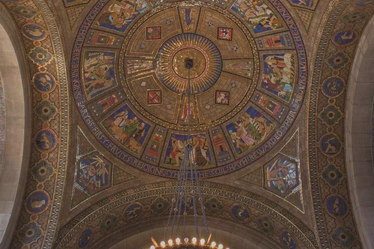 Tile vaulting with mosaic murals