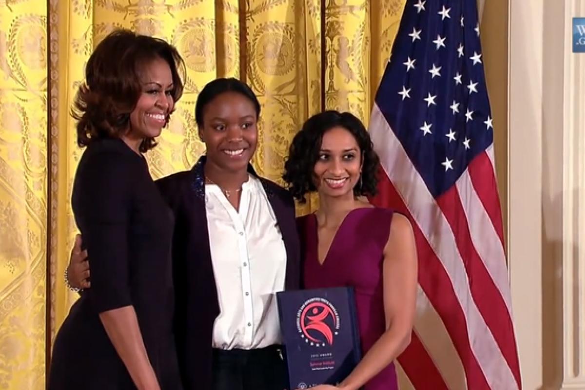Michelle Obama awards 2013 NAHYPA to Sadie Nash Leadership Project