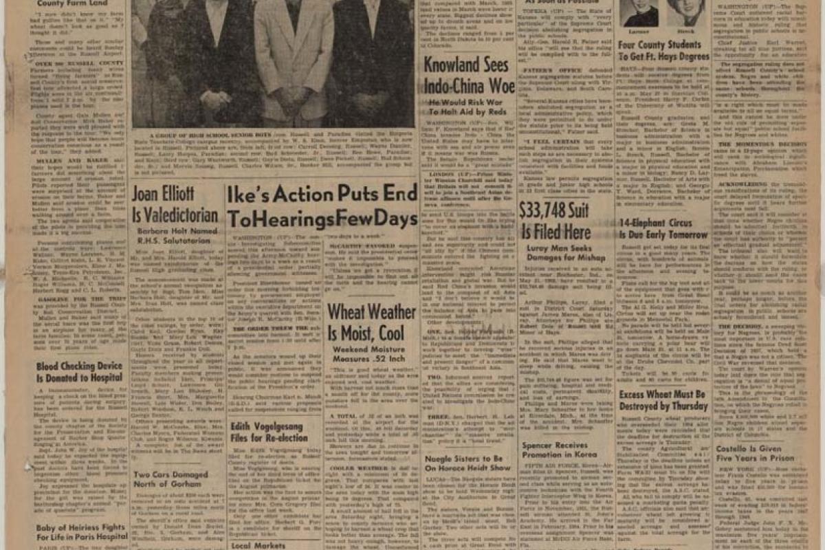 "Segregation in Schools is Outlawed," The Russell Daily News, May 17, 1954