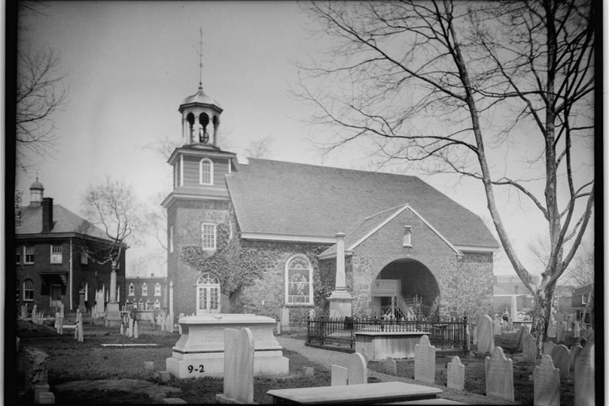 Southwest view of Old Swedes Church