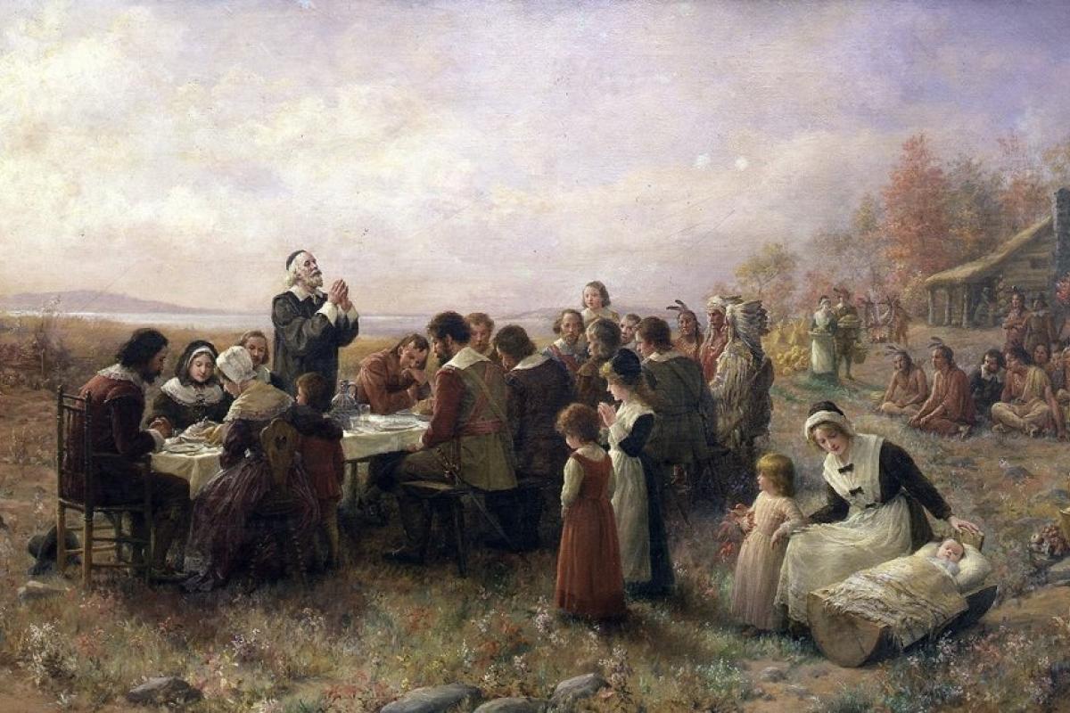 "The First Thanksgiving at Plymouth" (1914) By Jennie A. Brownscombe