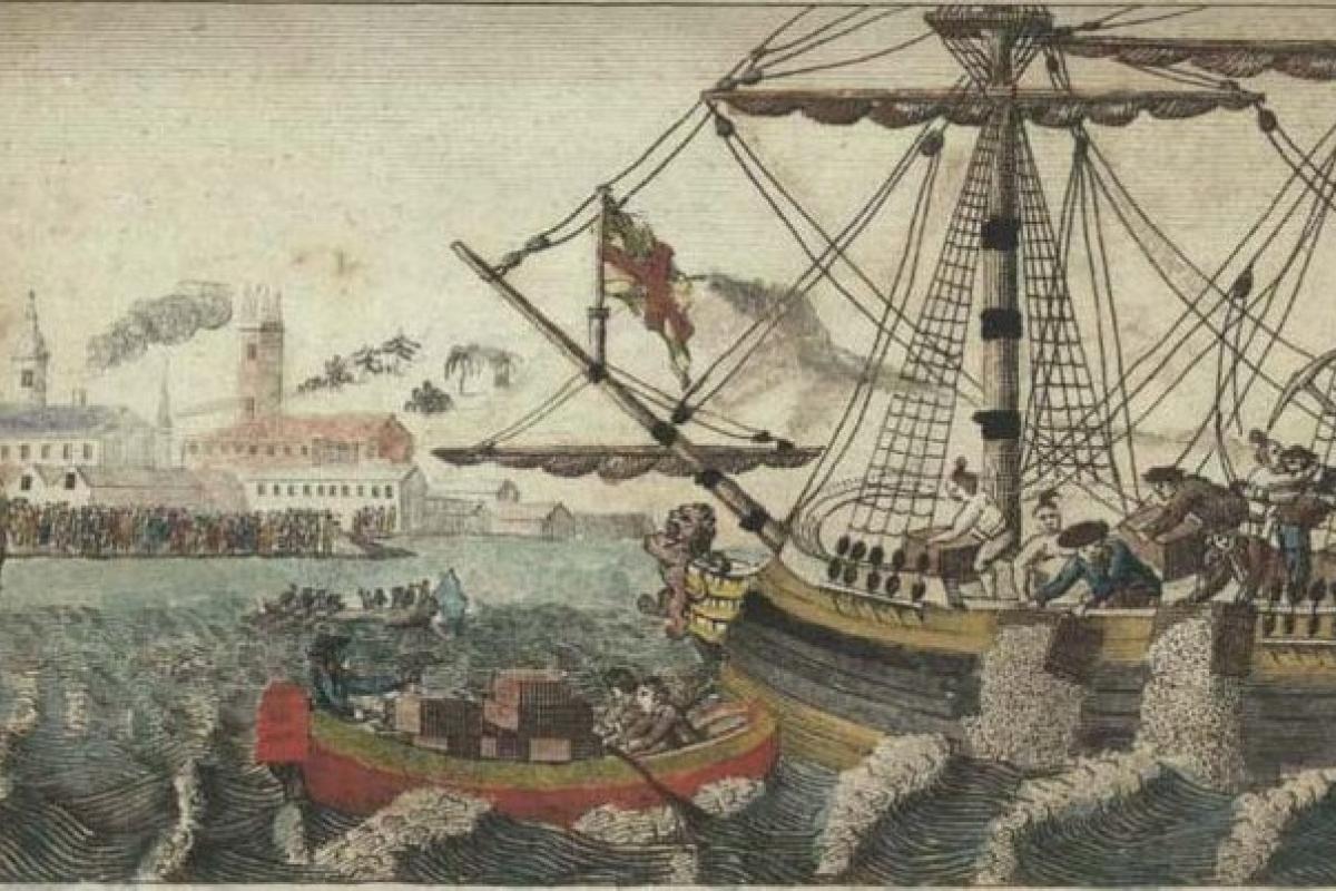 Painting of the The Boston Tea Party