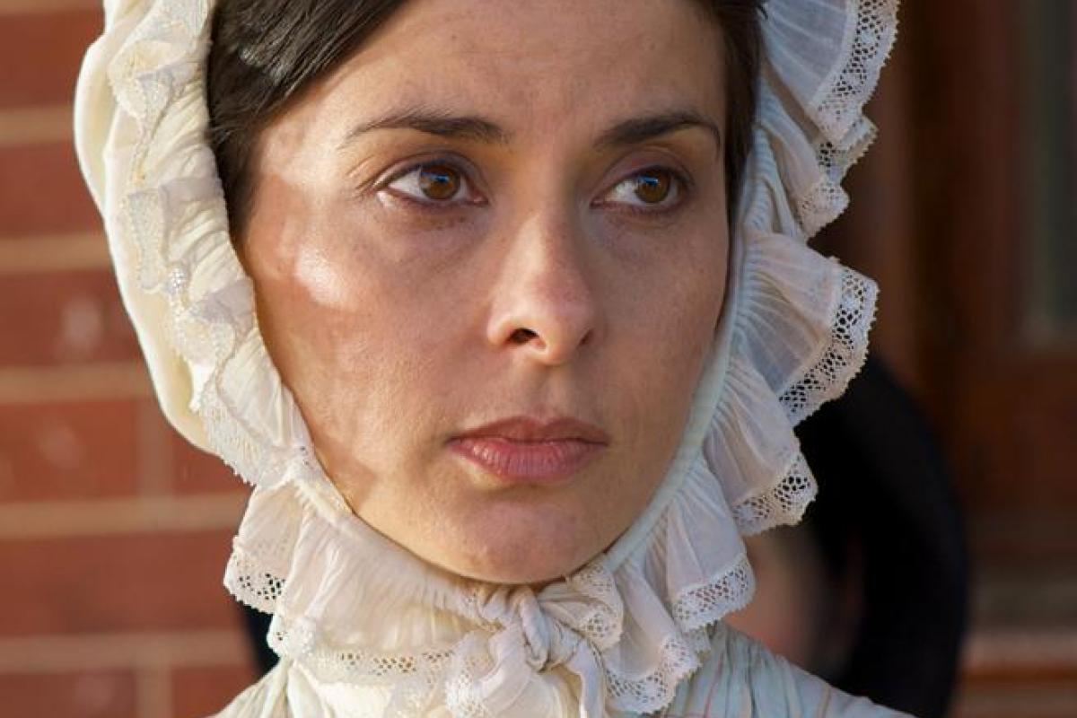 Jeanine Serralles as Angelina Grimké, a prominent Southern abolitionist.