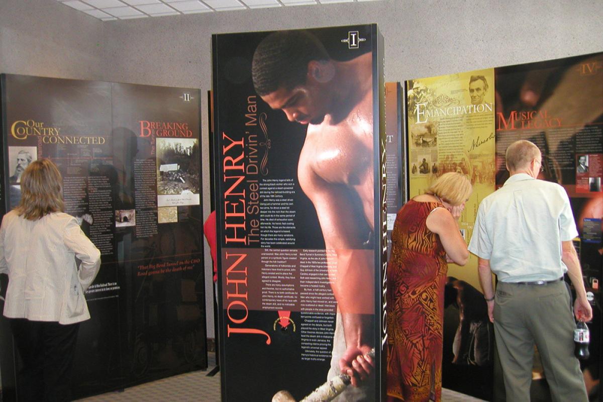 John Henry exhibit title panel, West Virginia Humanities Council