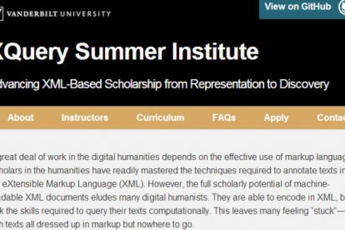 Screenshot from the XQuery Summer Institute website