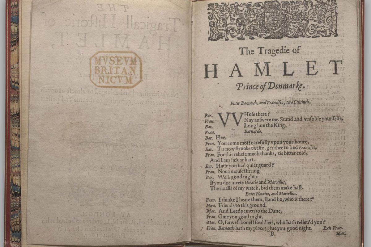 This is a copy of the ‘second quarto’, one of the three early modern printed editions of Shakespeare’s Hamlet.
