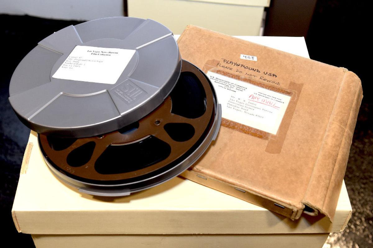 Photos of the Las Vegas News Bureau's vault that illustrate how a Preservation Assistance Grant improved its archival storage.