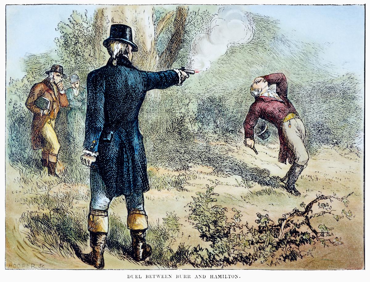 19th century engraving of Hamilton's duel in 1804