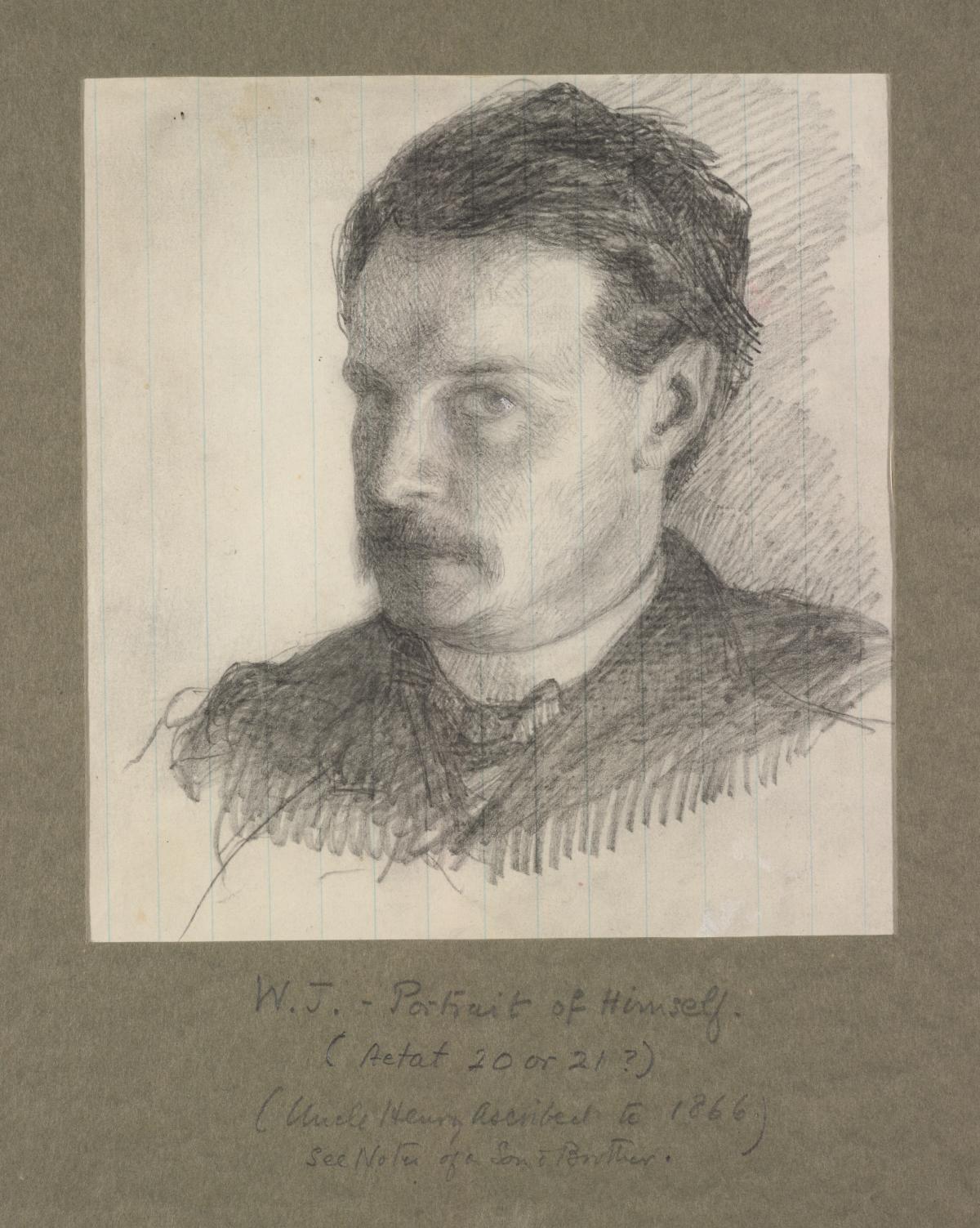 William James as a young man, drawn self-portrait