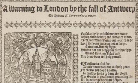Pages from an English broadside ballad, 17th century