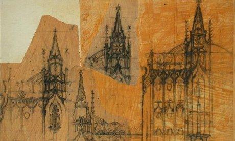 Drawing of the parts of a gothic church.