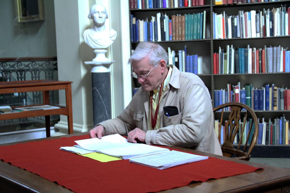 Philip Lampi in the reading room of the American Antiquarian Society