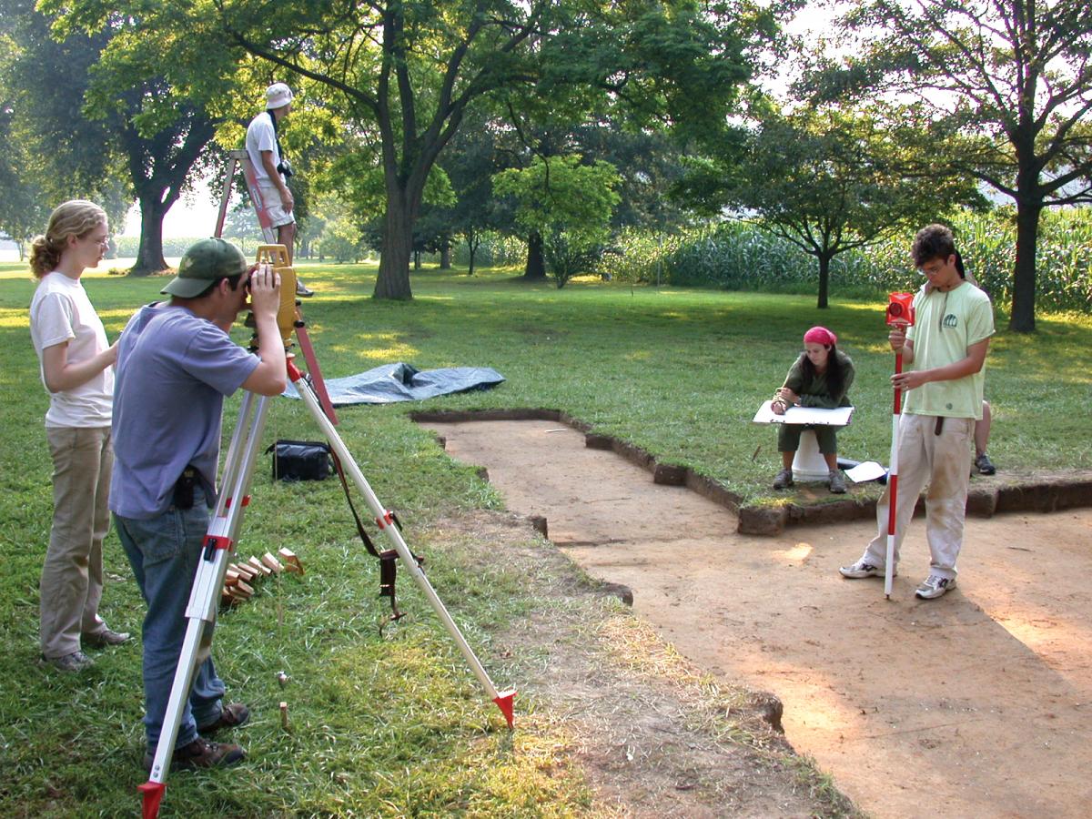 photograph of students using survey equipment