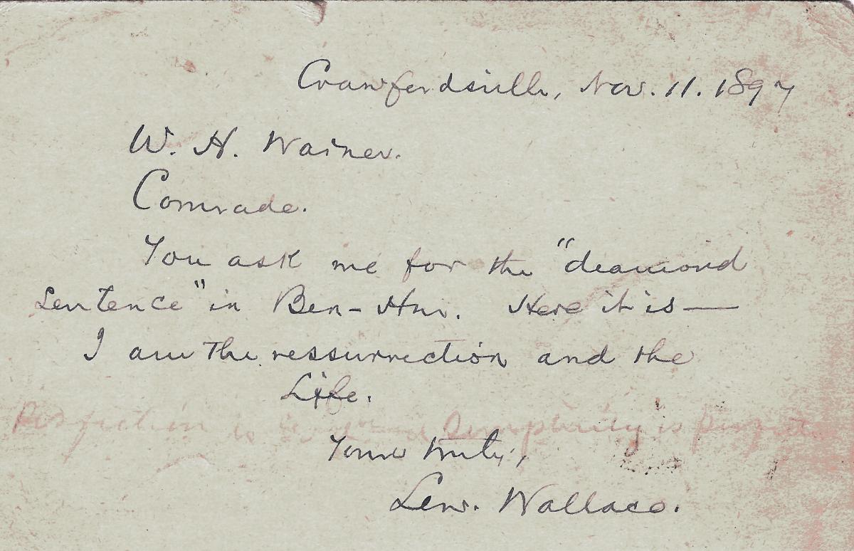 Letter from Wallace, written in dark ink on a yellowing piece of paper, dated 1894