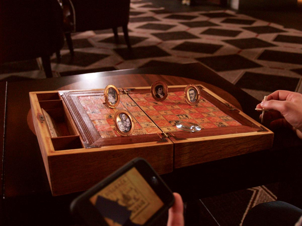 Photograph of an antique board game