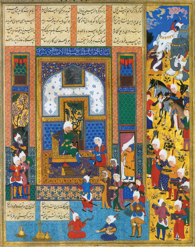 Brightly colored illustration of a scene from the Book of Kings