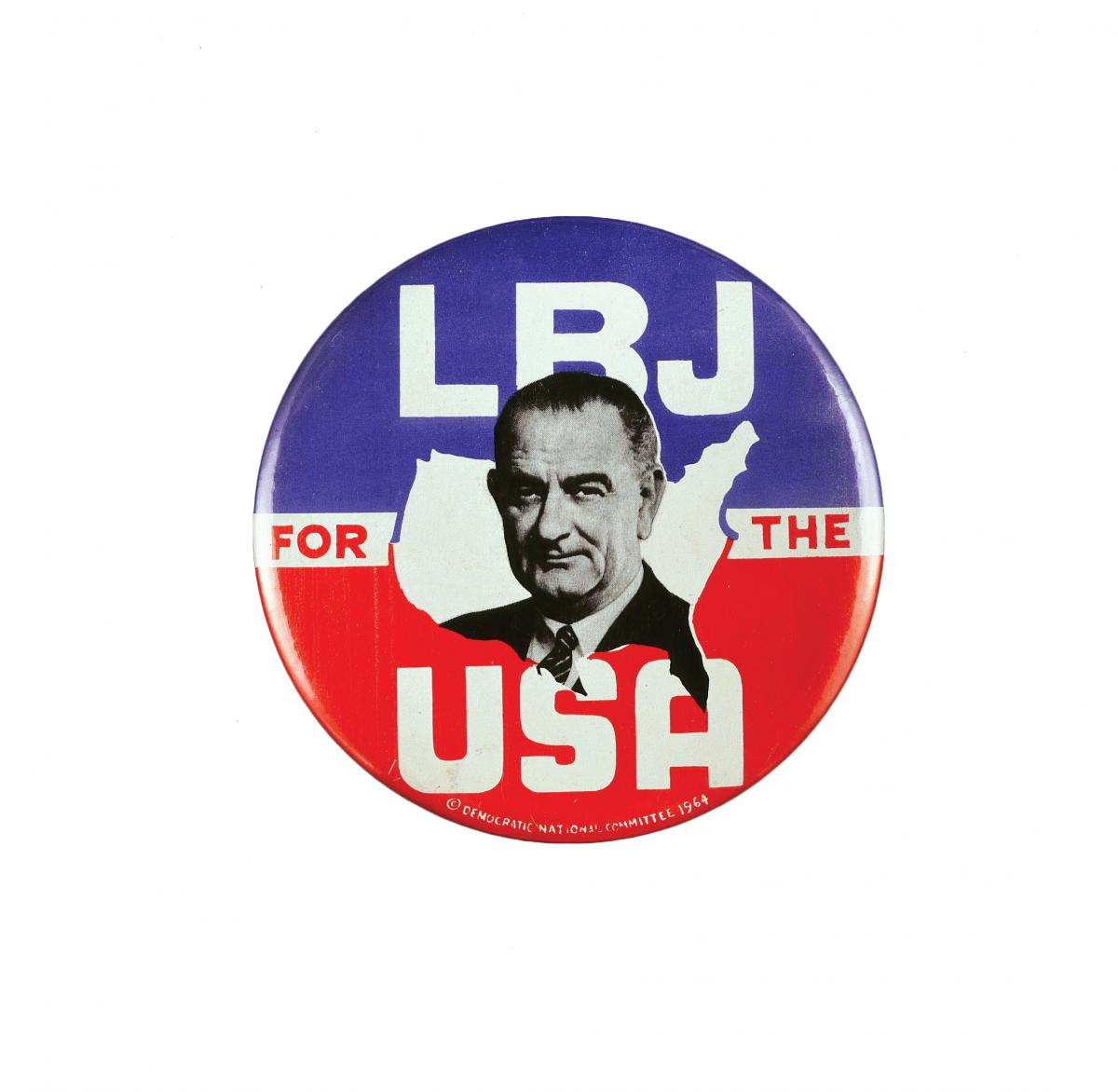 Campaign pin for Lyndon B. Johnson