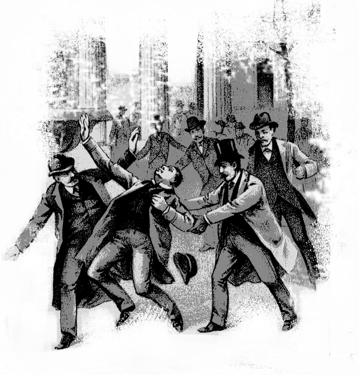lithograph of a man being shot