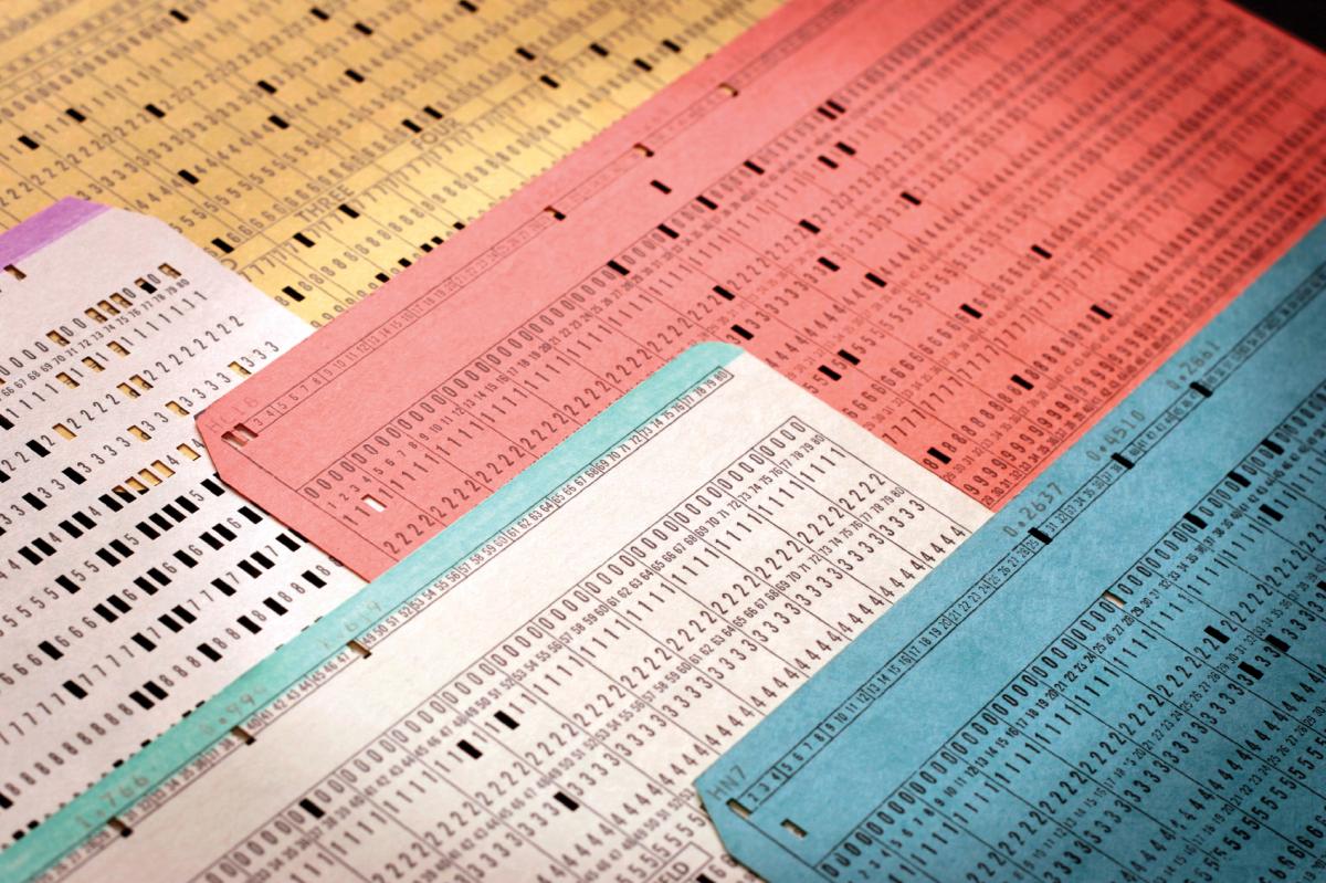photograph of computer punch cards
