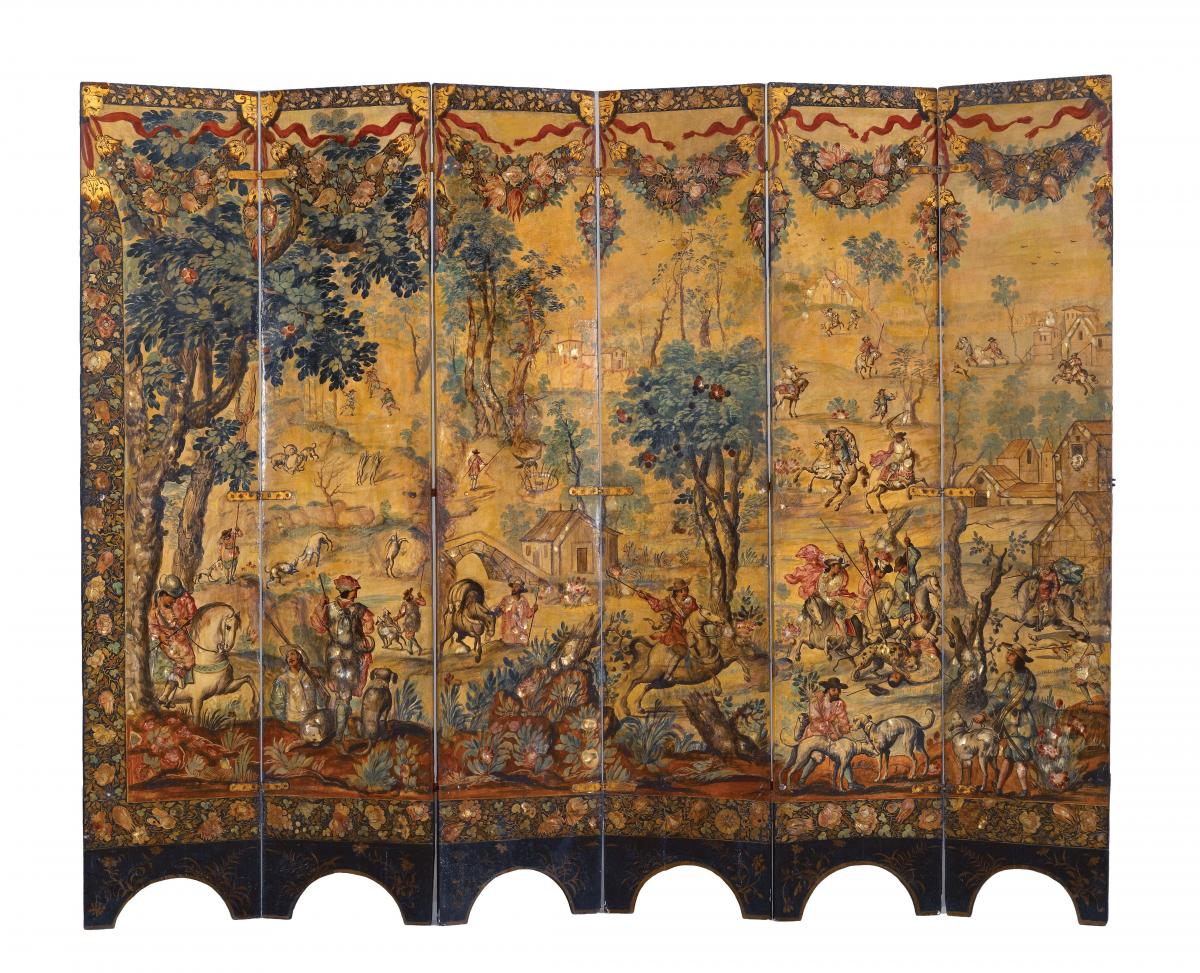 Painted folding screen