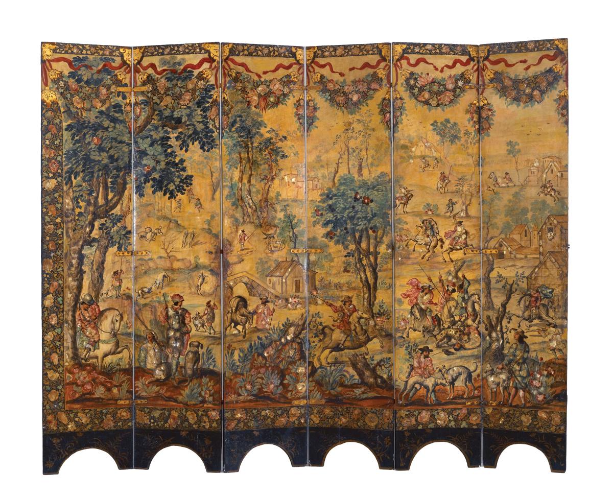 Painted folding screen