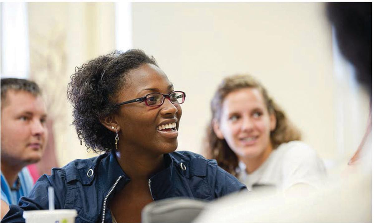 Three Berea students participate in a class discussion