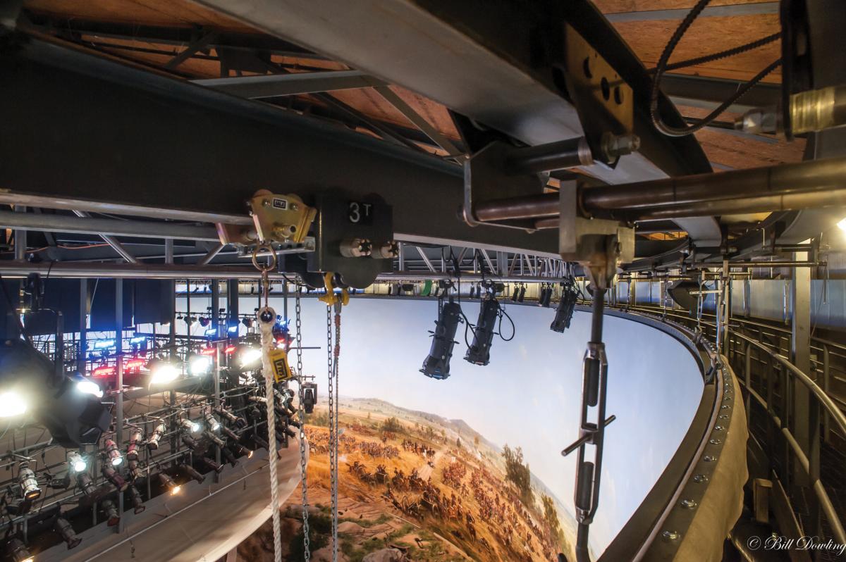Photograph of lights and rigging for a panorama