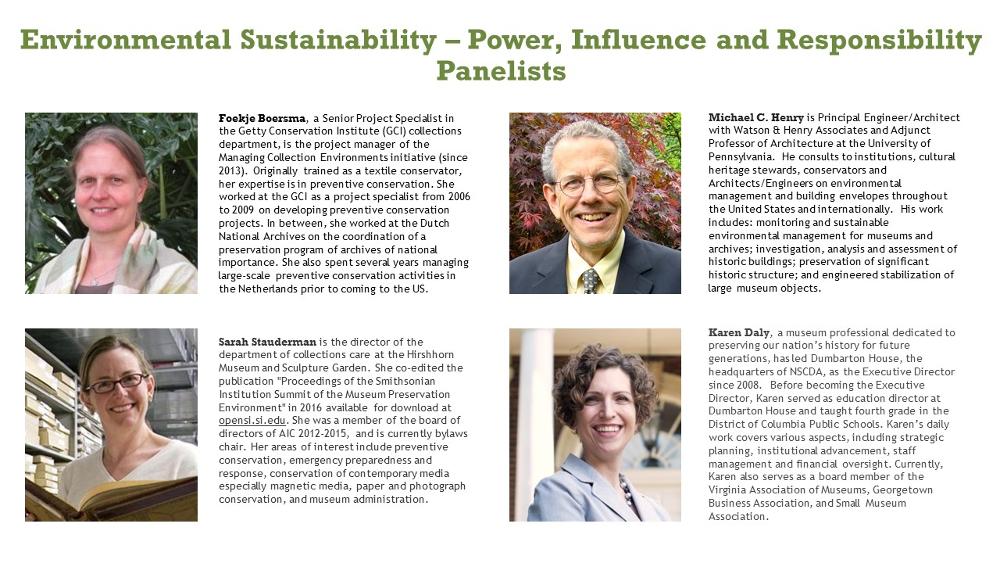 Panelists Biographies for the Environmental Sustainability Session