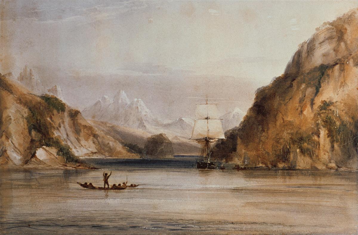 HMS Beagle in Tierra del Fuego Archipelago