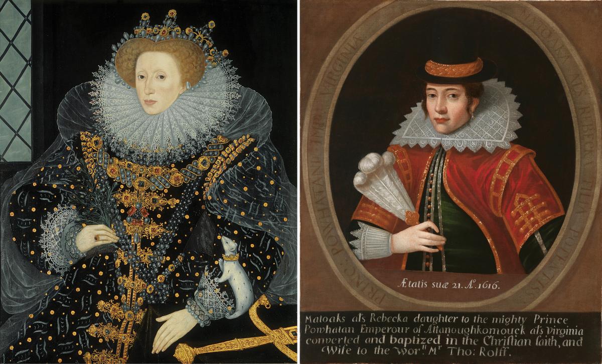 Combined Elizabeth I and Pocahontas portrait