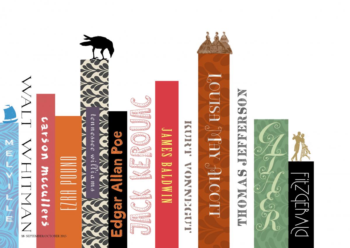 Illustration of row of books
