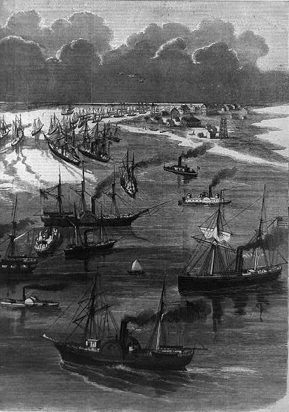 Commodore Farragut’s squadron and Captain Porter’s mortar fleet entering the Mississippi River