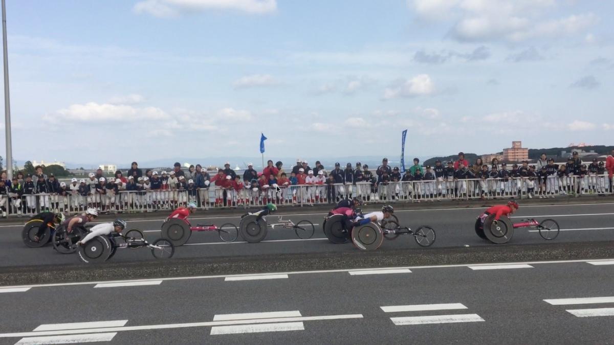 Photograph of a wheelchair race in Japan