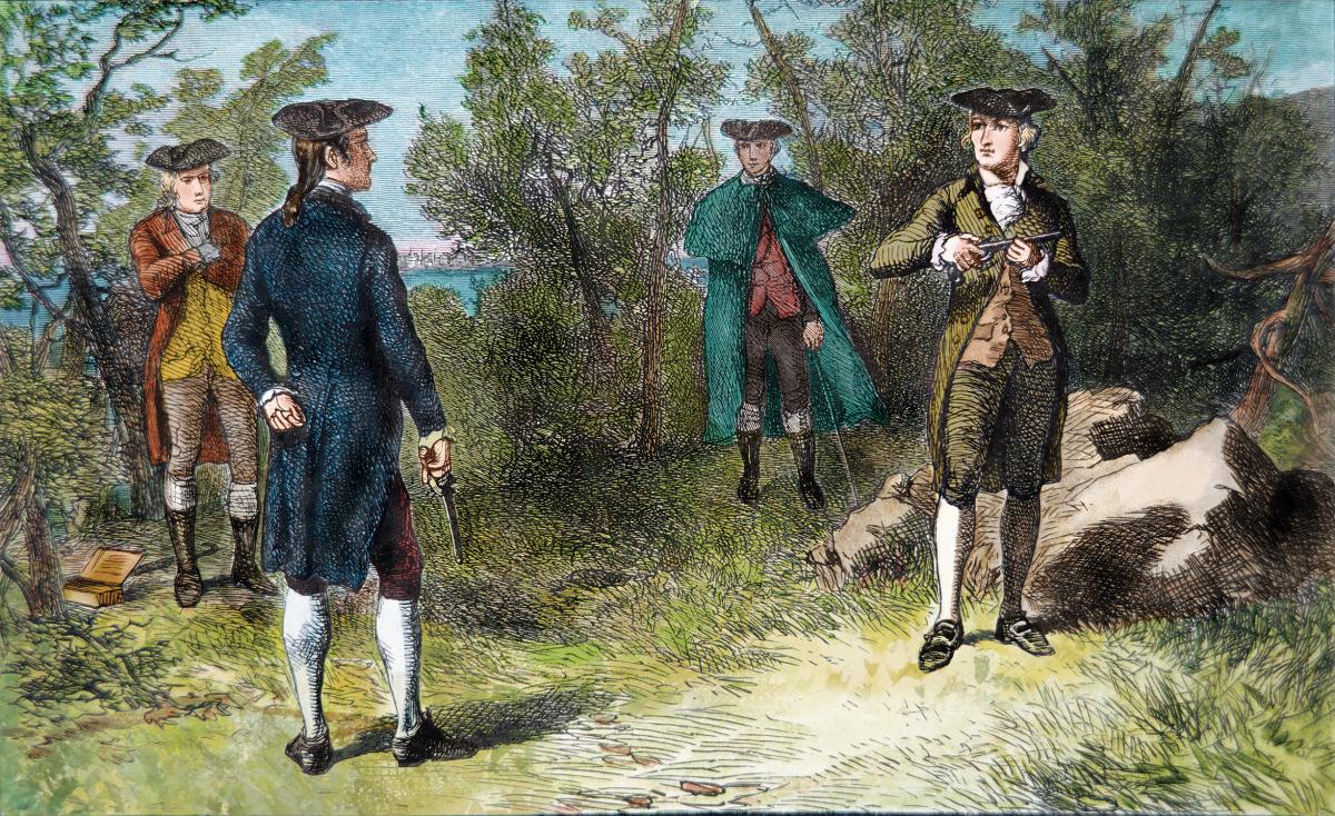Aaron Burr and Alexander Hamilton dueling