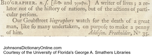 Image from the NEH-funded online version of Samuel Johnson’s Dictionary at the University of Central Florida.