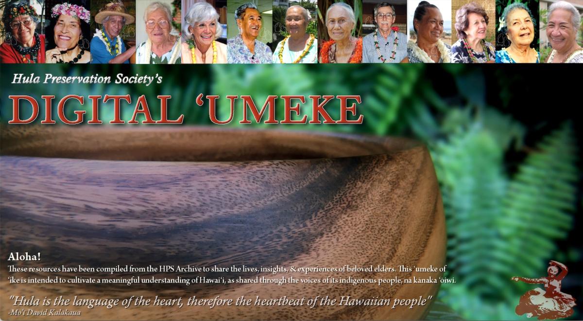 The landing page of the Hula Preservation Societyʻs new virtual collections site is called Digital ʻUmeke