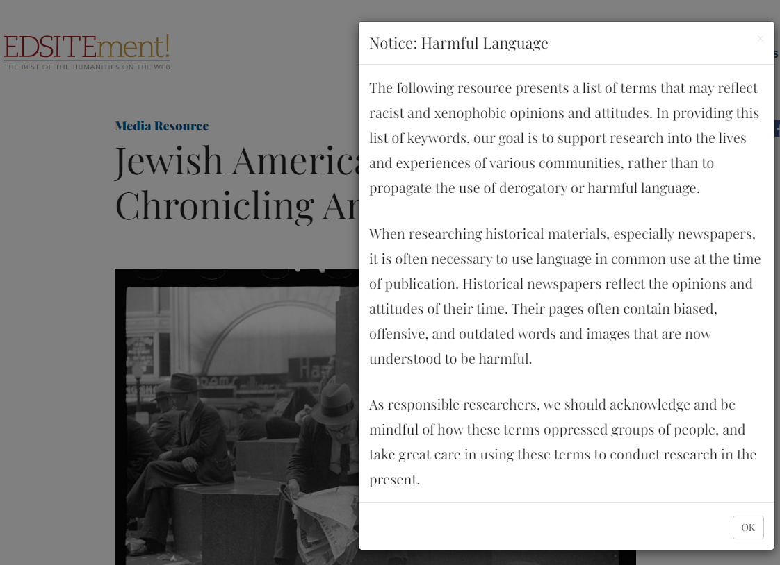 Race and Ethnicity Keyword Thesaurus for Chronicling America A New
