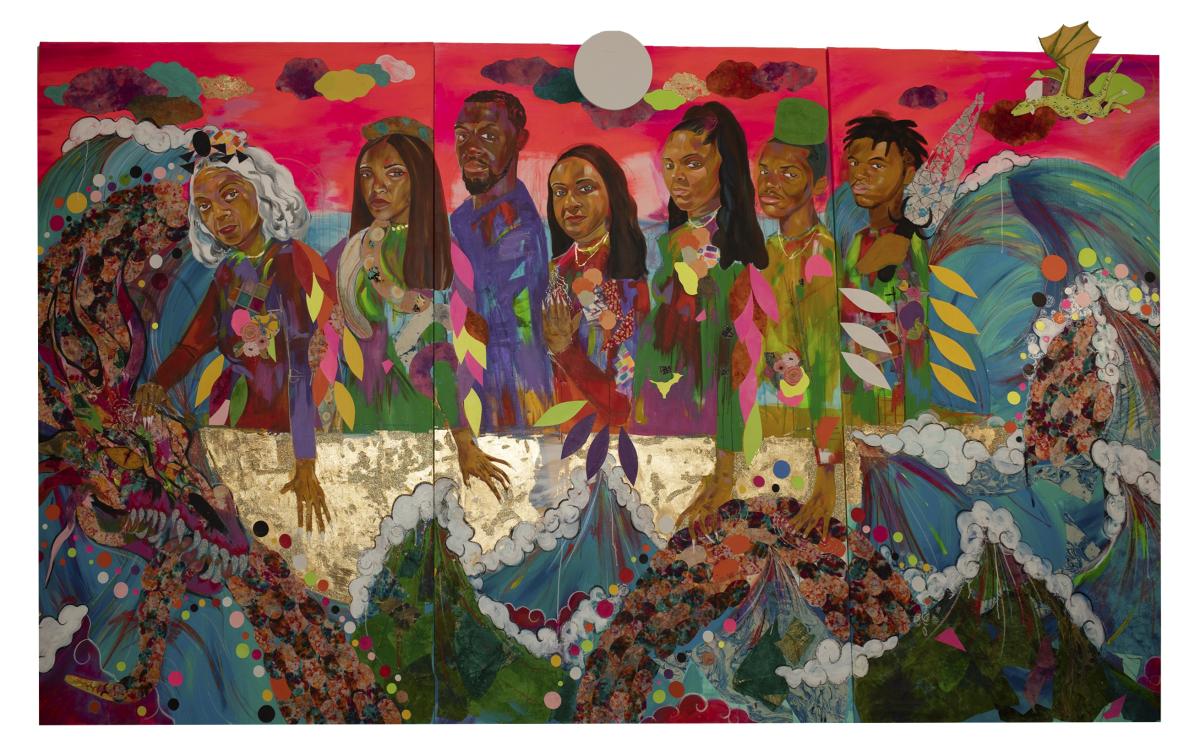 colorful painting of generations of African Americans