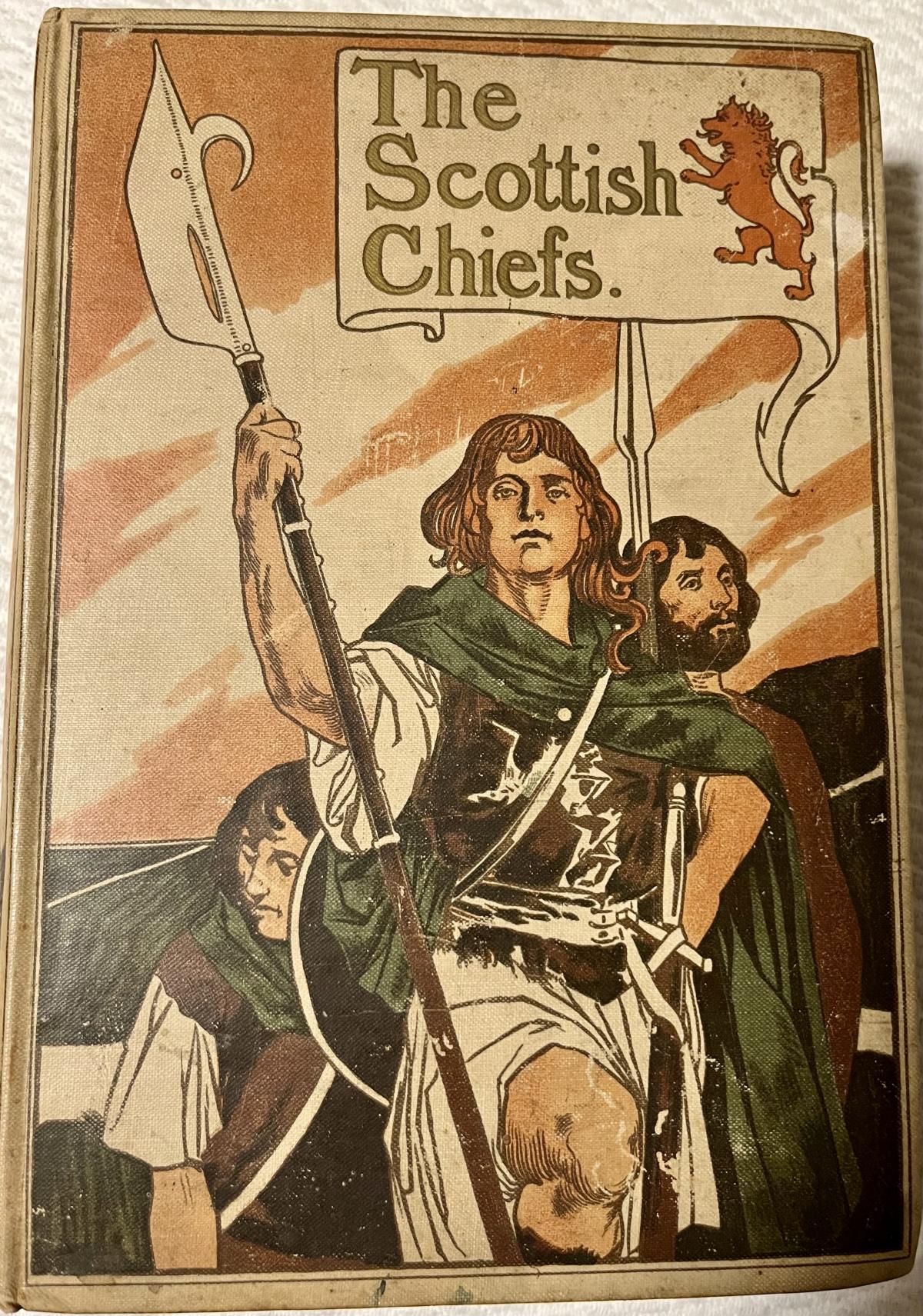 Book cover with drawings of ancient Scottish warriors