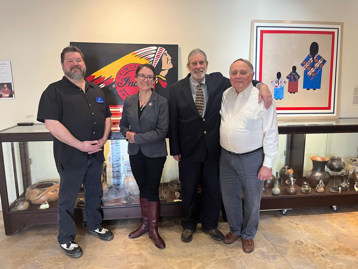 NEH Chair Shelly C. Lowe (Navajo) toured the University of South Carolina at Lancaster Native American Studies Center with South Carolina Humanities Executive Director Dr. Randy Akers, Chris Judge, and Stephen Criswell.