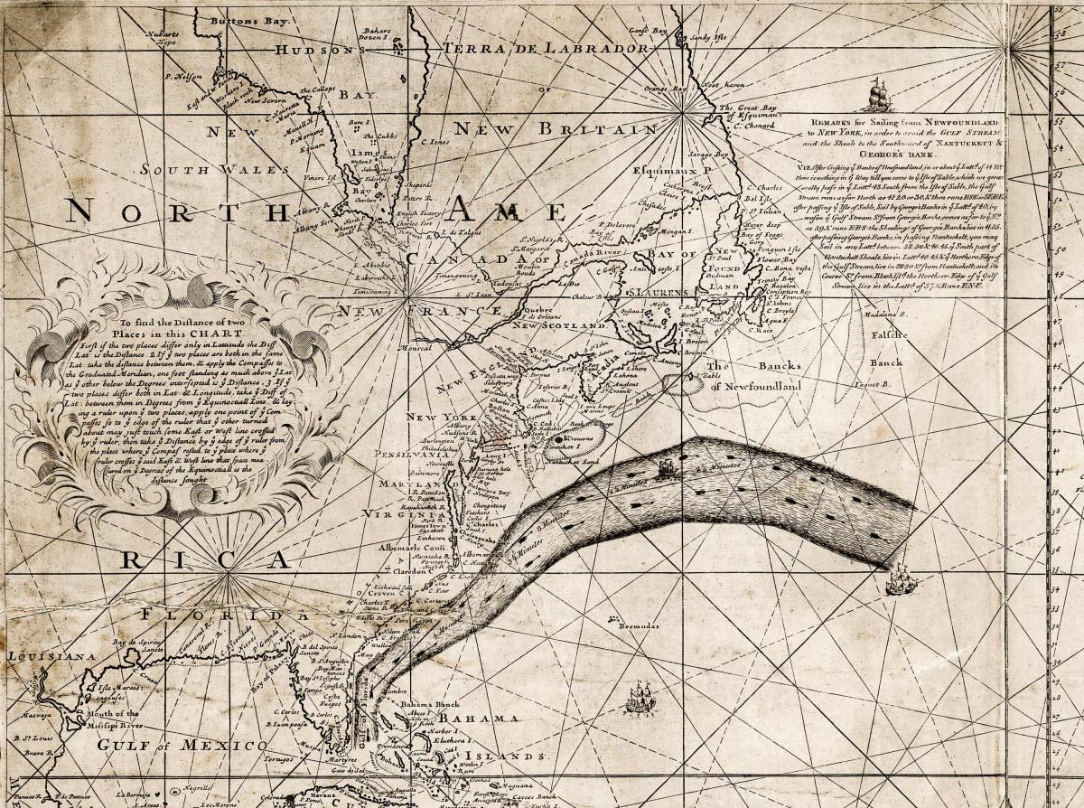 A chart of the Gulf Stream created by Benjamin Franklin