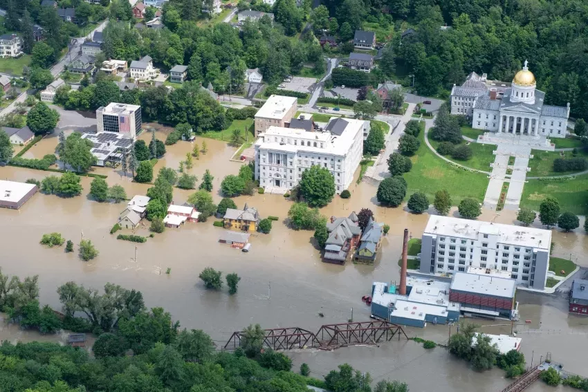 Vermont flooding Montpelier DOD aerial image