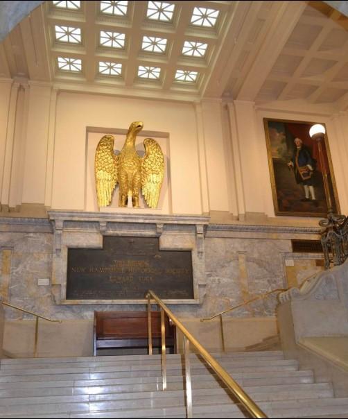 The skylight above the main staircase shows the interior appearance of horizontal laylights illuminated by LED dimmable panels having a color temperature of 5000°K., which replicates the visible spectrum of natural daylight while emitting no ultraviolet radiation.