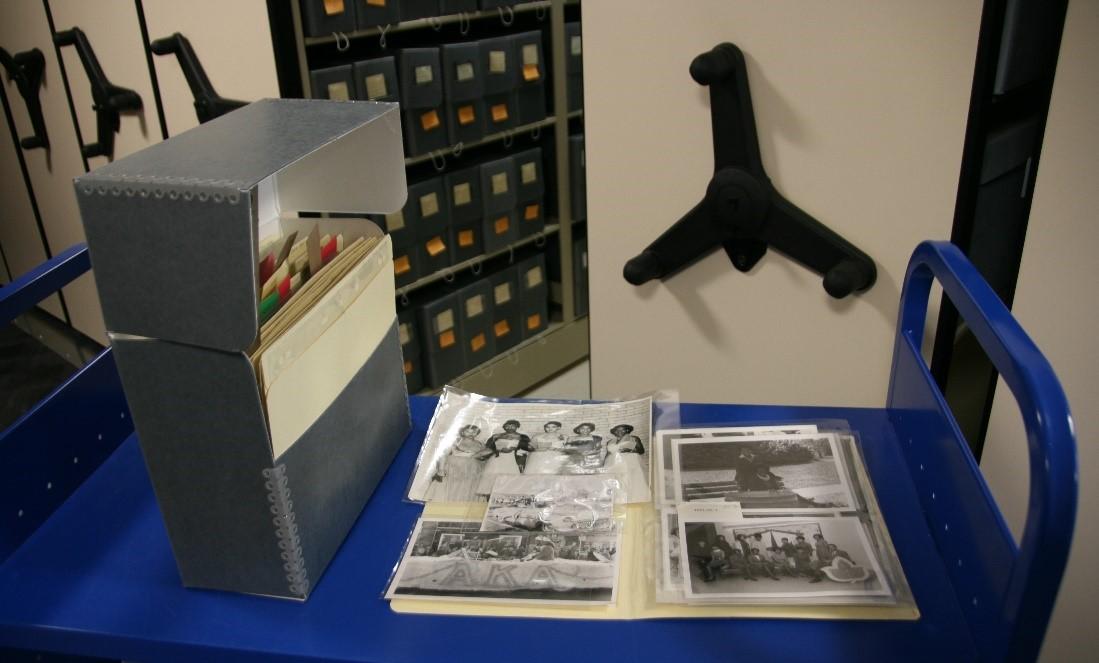 An example of a fully processed box of photographs from the Delaware State University Archives. All the photographs were placed into polypropylene sleeves, arranged by subject and described to the folder level in an extensive finding aid.