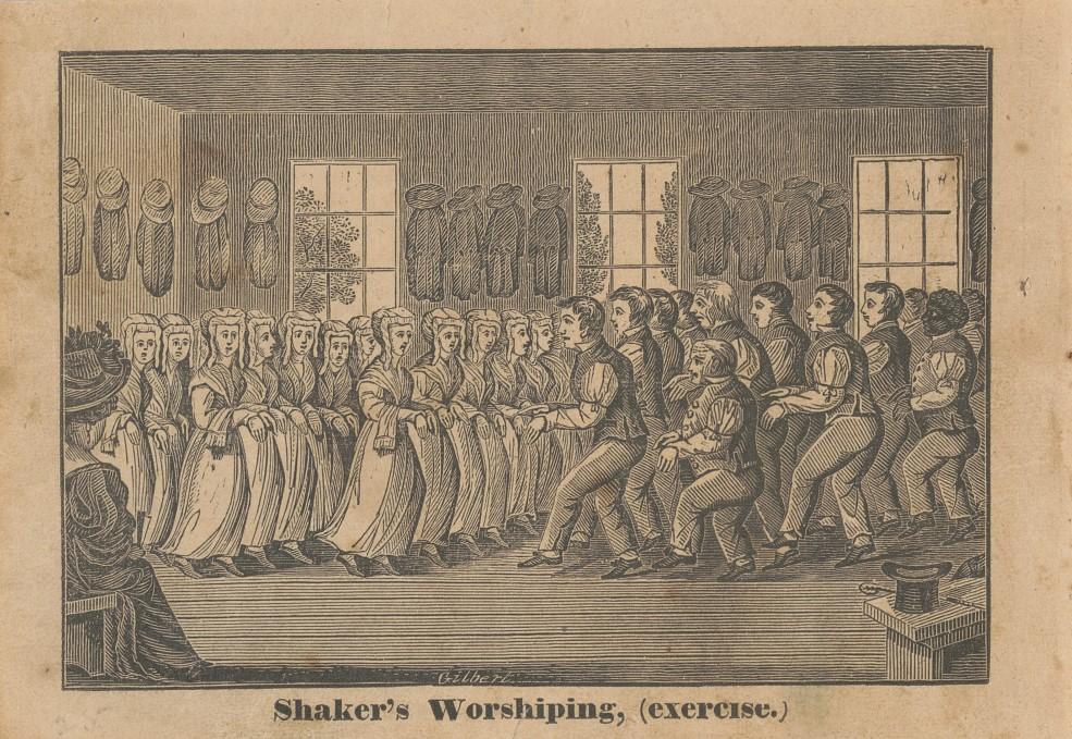 Shaker's worshiping, exercise / Gilbert. New York Mount Lebanon, None. [Place not identified: publisher not identified, between 1790 and 1810]
