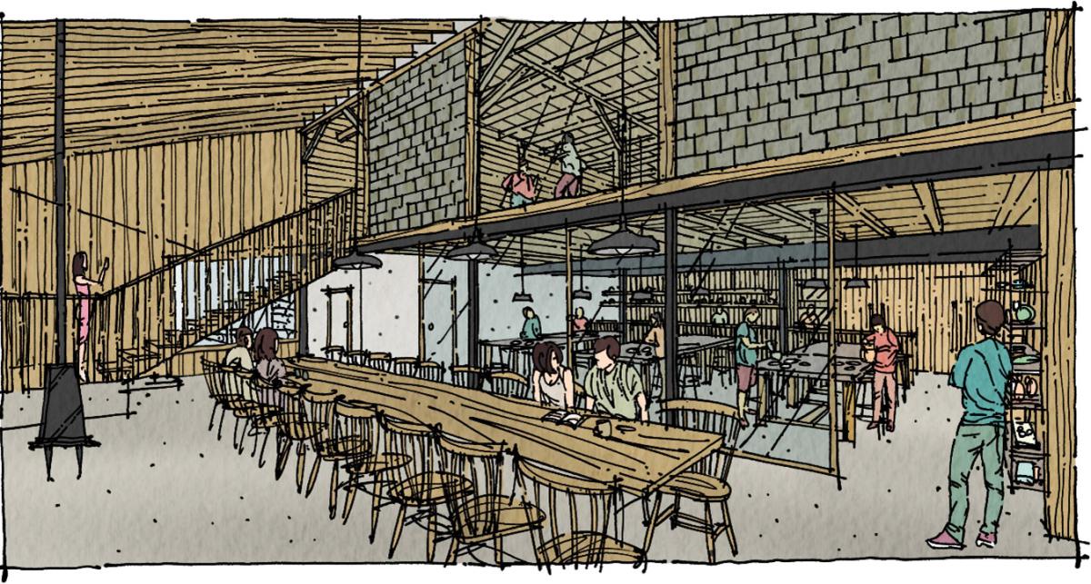 Rendering of the renovated Herb House interior.